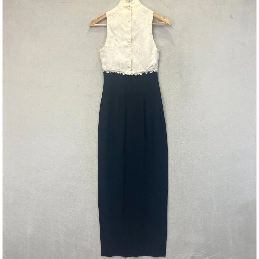 Y2K Jessica McClintock Gunne Sax Formal‎ Long Sleeveless Dress Sz 3/4 White Lace
